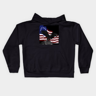 13 Star American Flag with a Bald Eagle Kids Hoodie